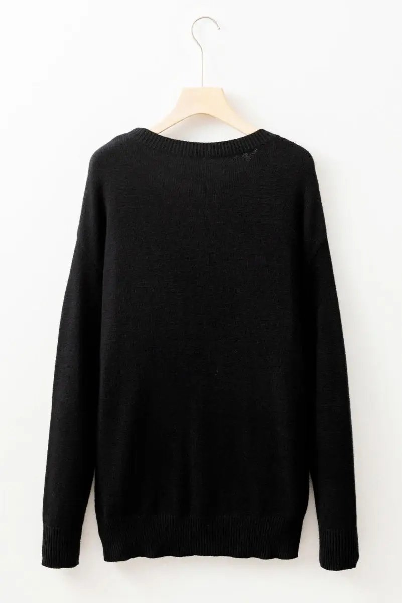 Black Tinsel Merry and Bright Graphic Christmas Sweater - Love Salve